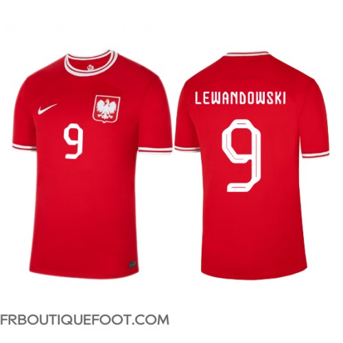 Maillot de foot Pologne Robert Lewandowski #9 Extérieur vêtements Monde 2022 Manches Courtes